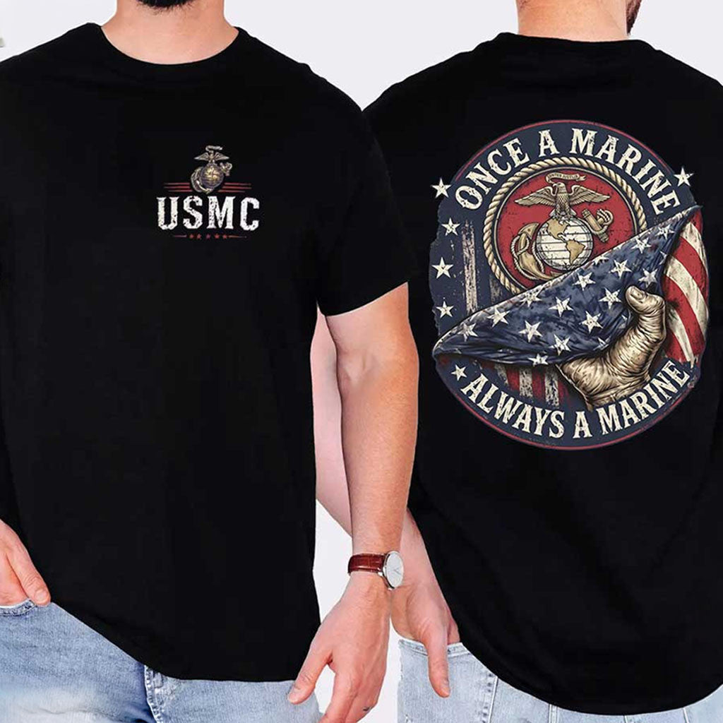 USMC Once A Marine Always A Marine US Marine Corps Veteran T-Shirt Gifts For Marines - Merchluma