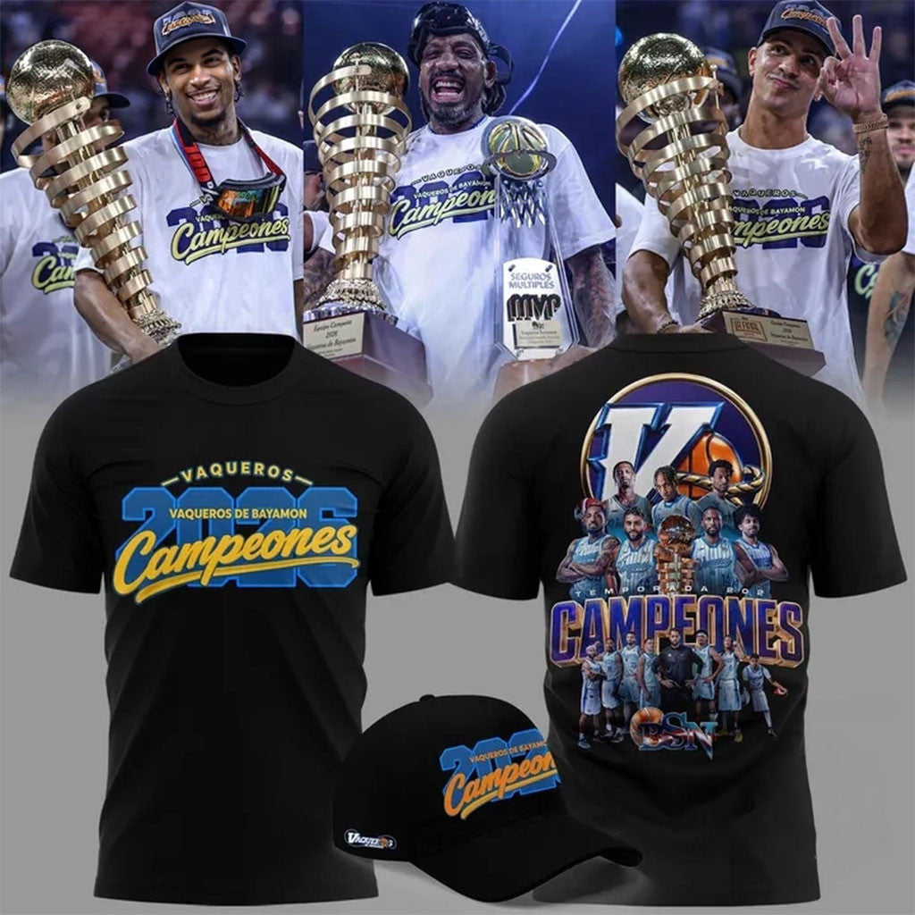 Vaqueros de Bayamon Merch 2026 BSN Champions Team Shirt Black Presents For Basketball Fans - Merchluma