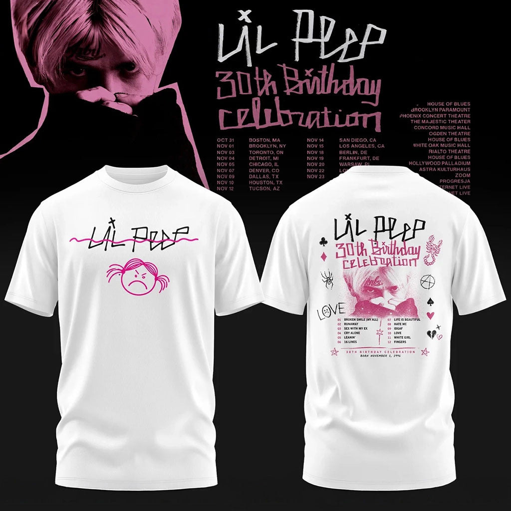 Lil Peep 30th Birthday Celebration Shirt Lil Peep Merch 2026 Rapper Memorial Gift Hip Hop Lover - Merchluma