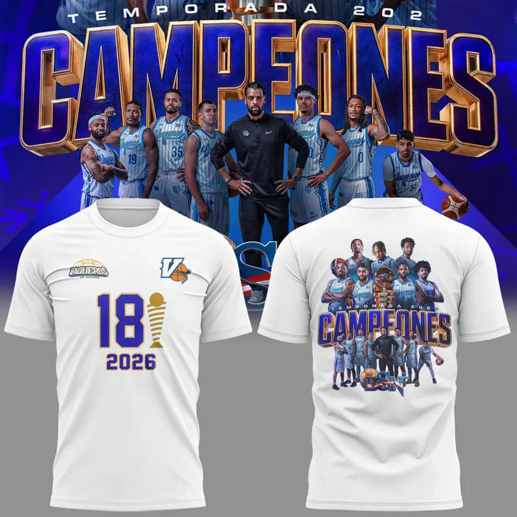 Vaqueros de Bayamon Merch BSN 2026 Campeones Graphic T-Shirt Gifts For Basketball Fan - Merchluma