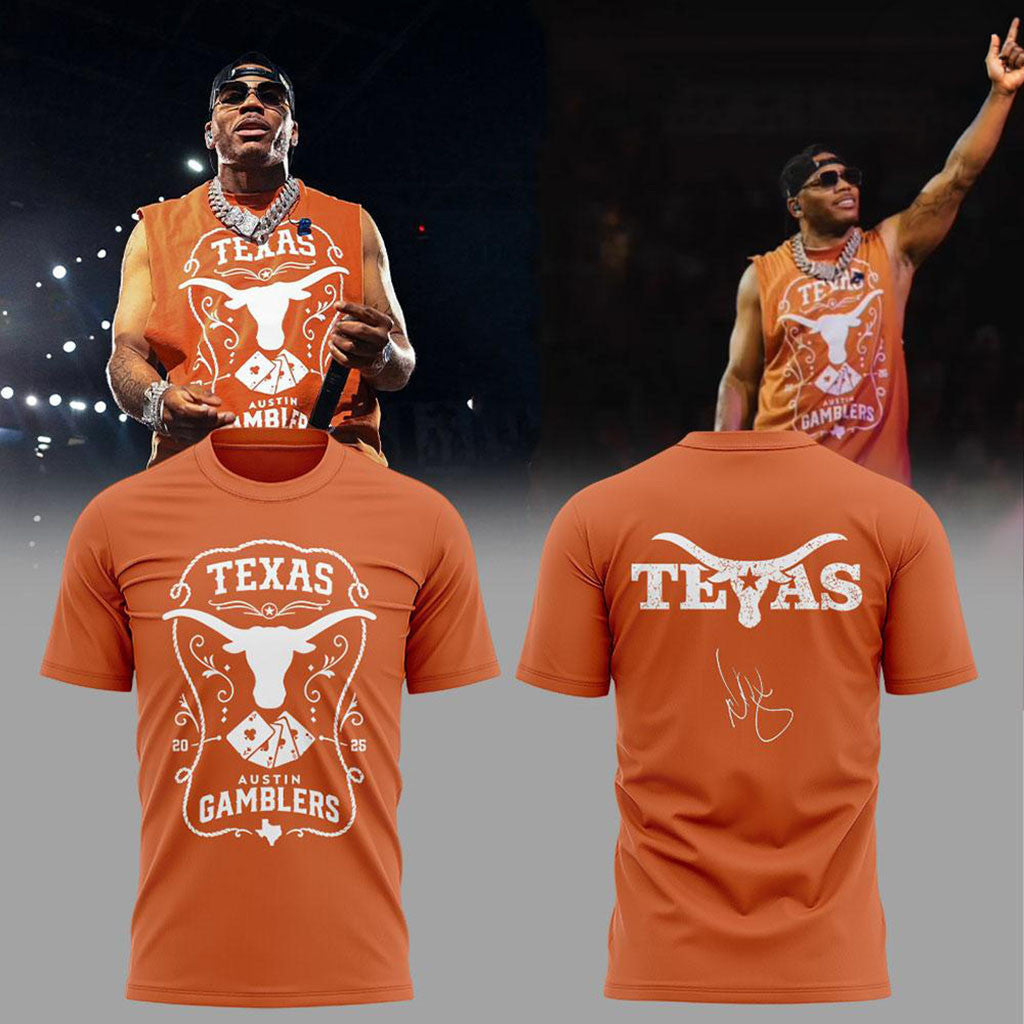 Nelly Austin Gamblers Texas Longhorns Concert Graphic T-Shirt Longhorns Merch Fans Gifts - Merchluma