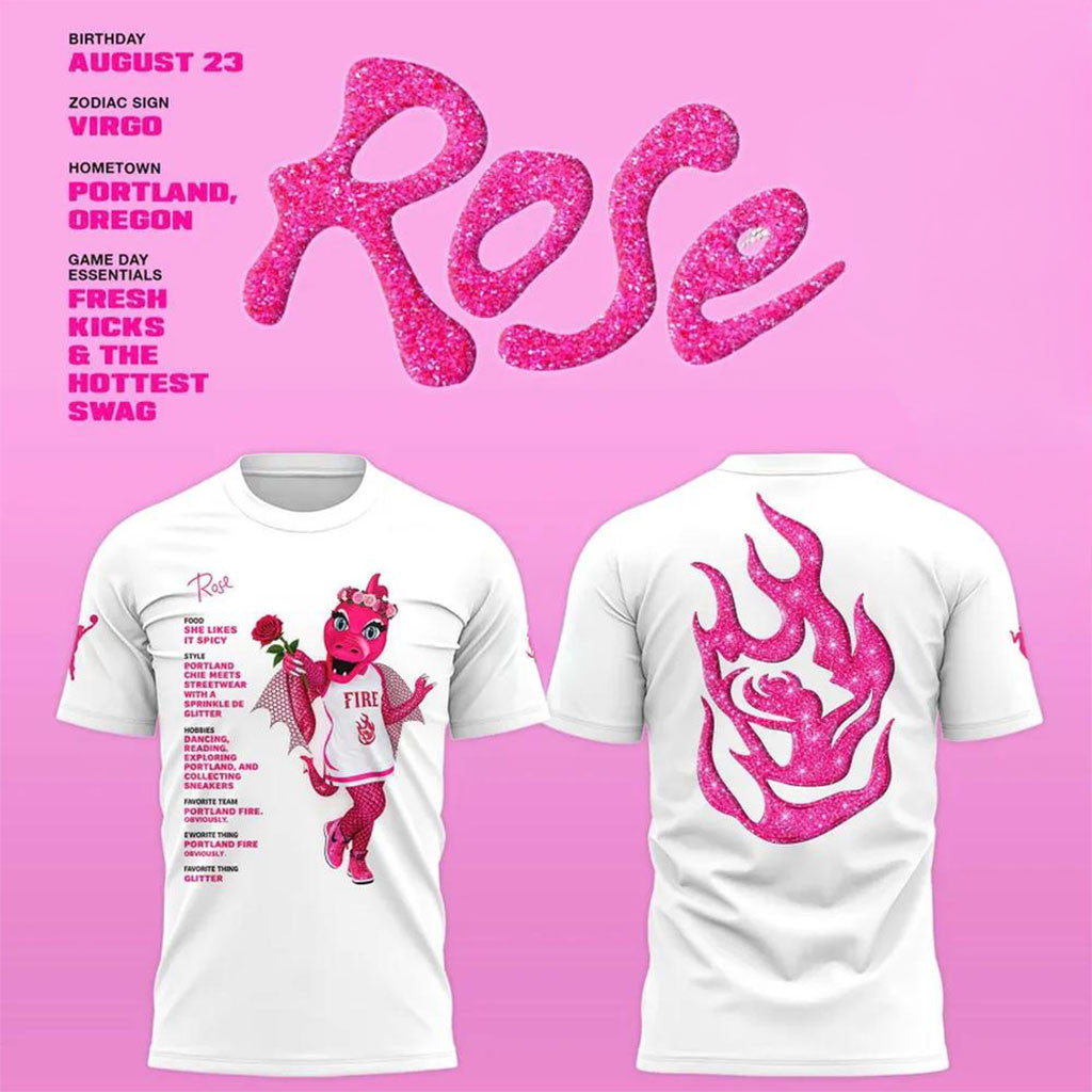 Portland Fire WNBA Rose Mascot Bio Graphic T-Shirt Portland Fire Merch Basketball Fan Gift Ideas - Merchluma