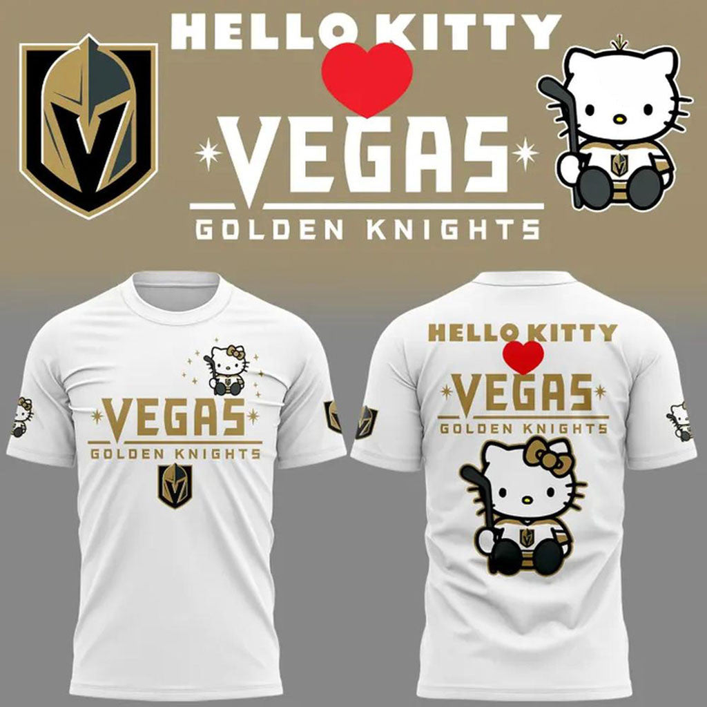 Vegas Golden Knights x Hello Kitty Hockey Cute T-Shirt VG Knights Merch Gifts For Hockey Fan - Merchluma