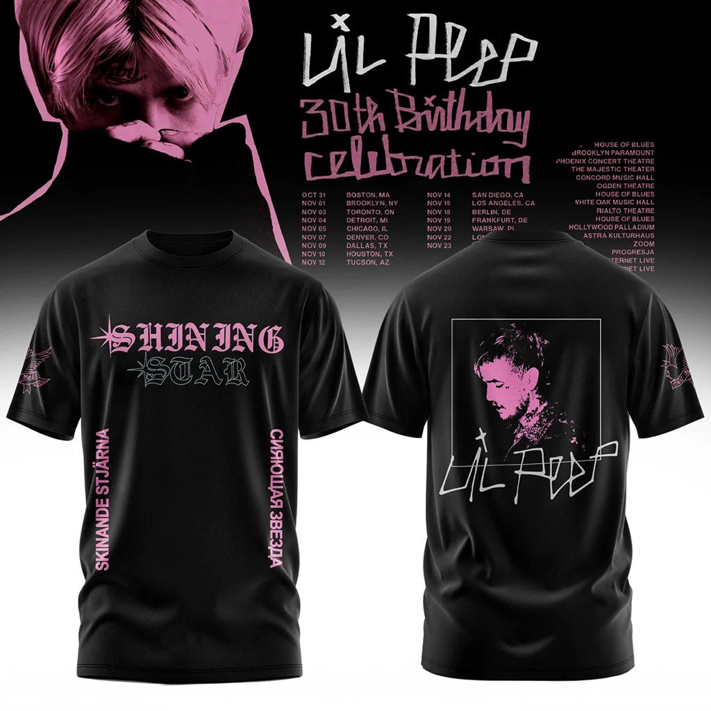 Lil Peep 30Th Birthday Celebration T-Shirt Shining Star Shirt Lil Peep Tour Merch Fan Gifts - Merchluma
