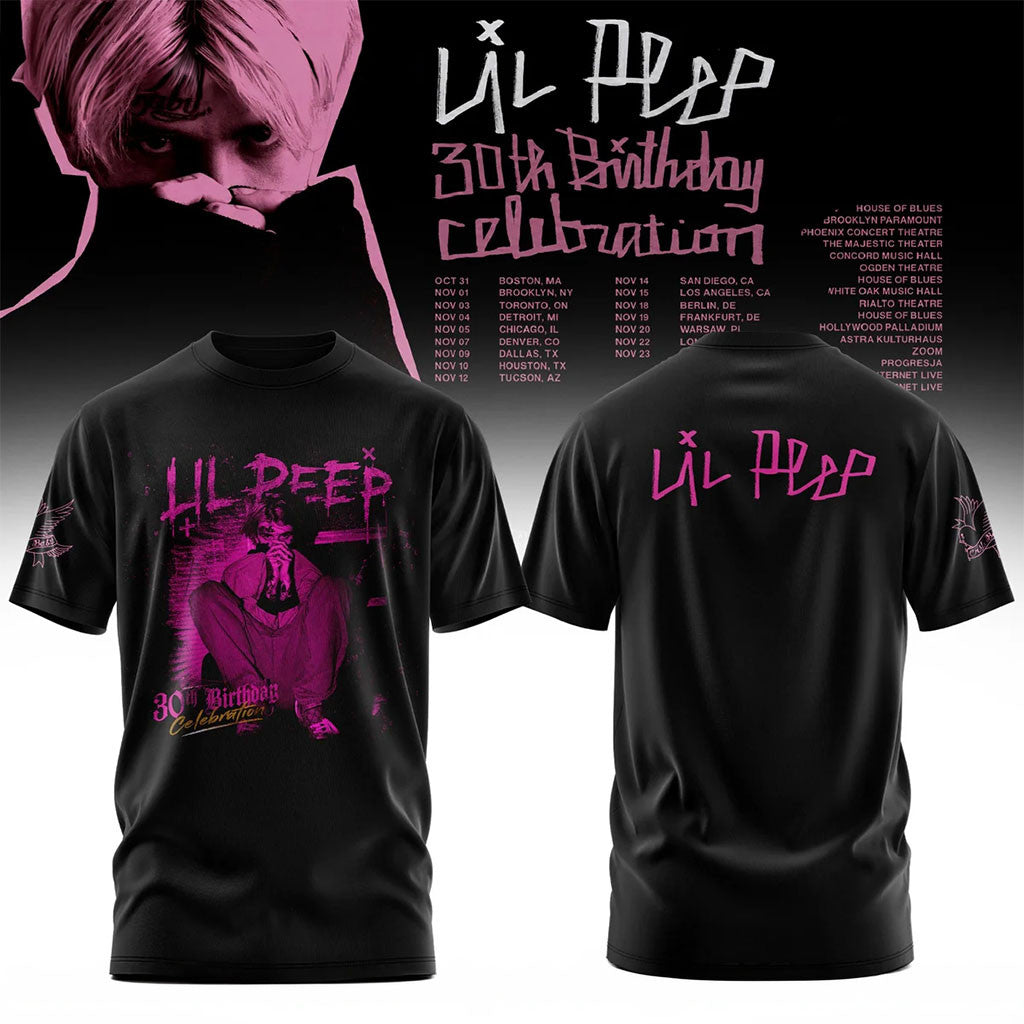 Lil Peep 30th Birthday Shirt Celebration Tour Graphic Tee Lil Peep Merch Rapper Fan Gift - Merchluma