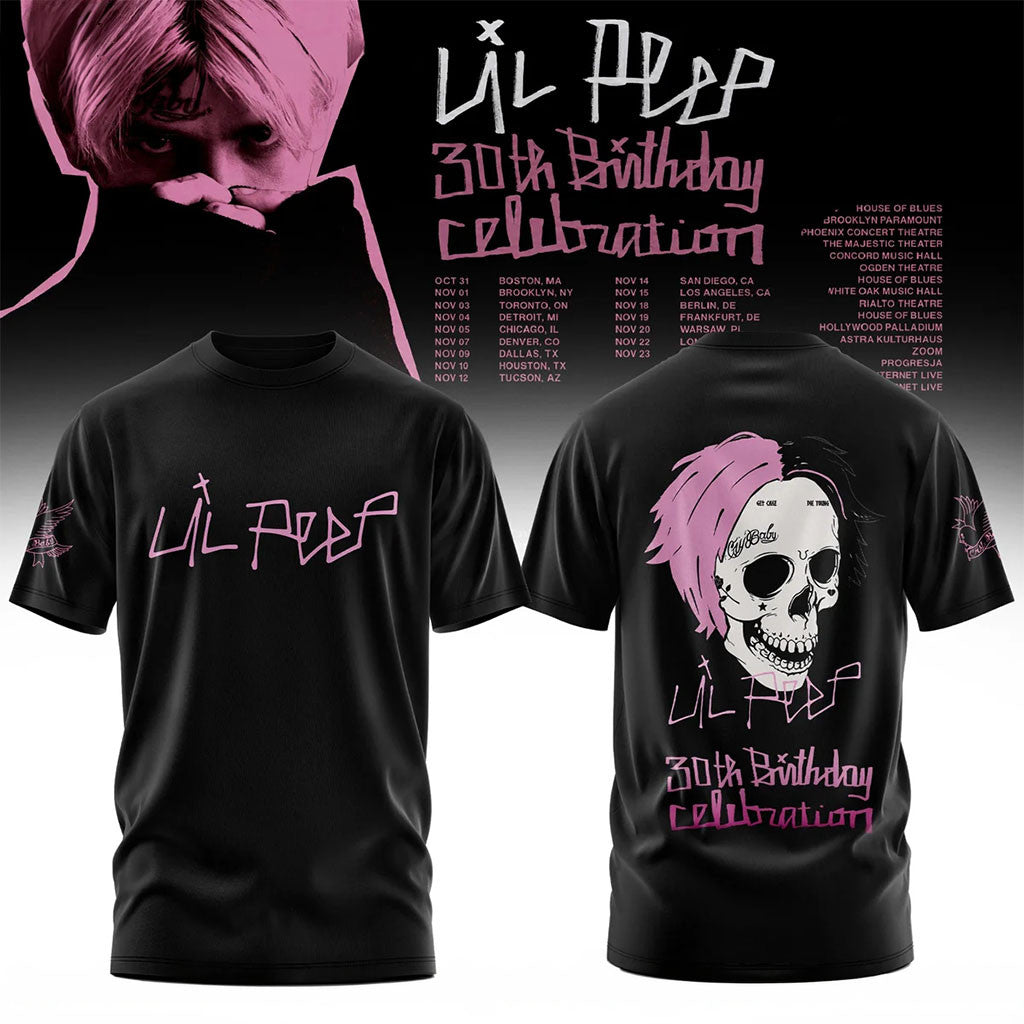 Lil Peep Merch 30Th Birthday Celebration T-Shirt Lil Peep Tour Merch Gifts For Rapper Fans - Merchluma