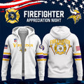Minnesota Vikings Merch X Firefighter Appreciation Night Zip Hoodie Gift For Fireman - Merchluma