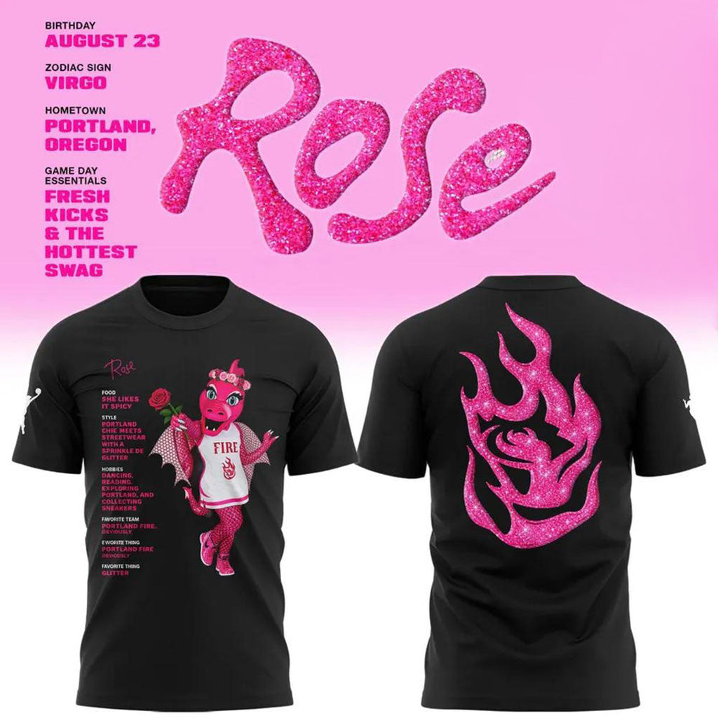 Portland Fire WNBA Rose Mascot Bio Graphic T-Shirt Portland Fire Merch Basketball Fan Apparel - Merchluma