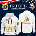 Minnesota Vikings X Firefighter Appreciation Night Quarter Zip Hoodie MN Vikings Merch Fan Gift - Merchluma