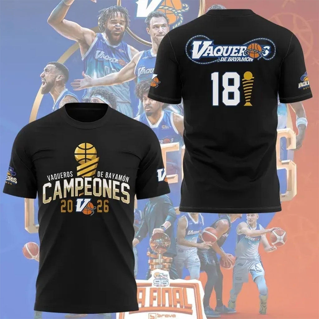 Vaqueros de Bayamon 2026 BSN Champions T-Shirt Vaqueros de Bayamon Merch Basketball Fan Gear - Merchluma