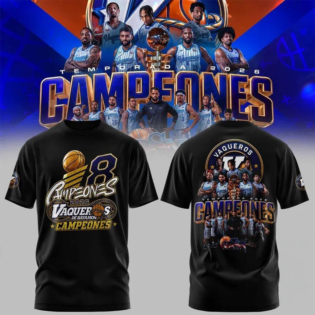 Vaqueros de Bayamon Merch 2026 BSN Champions Shirt Black Gift Ideas For Basketball Lovers - Merchluma