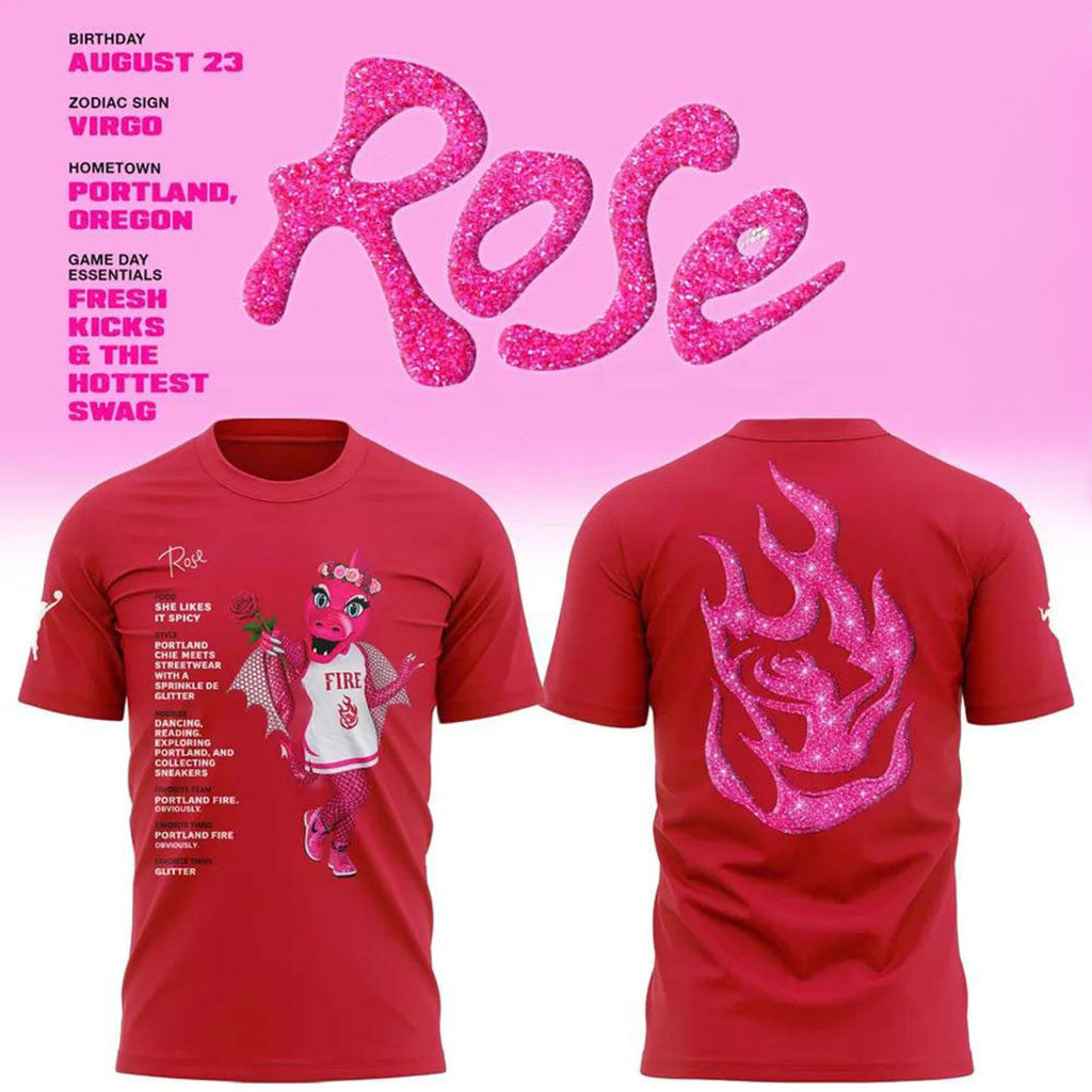 Portland Fire Merch WNBA Rose Mascot Bio Graphic T-Shirt Red Gifts For Basketball Fan - Merchluma