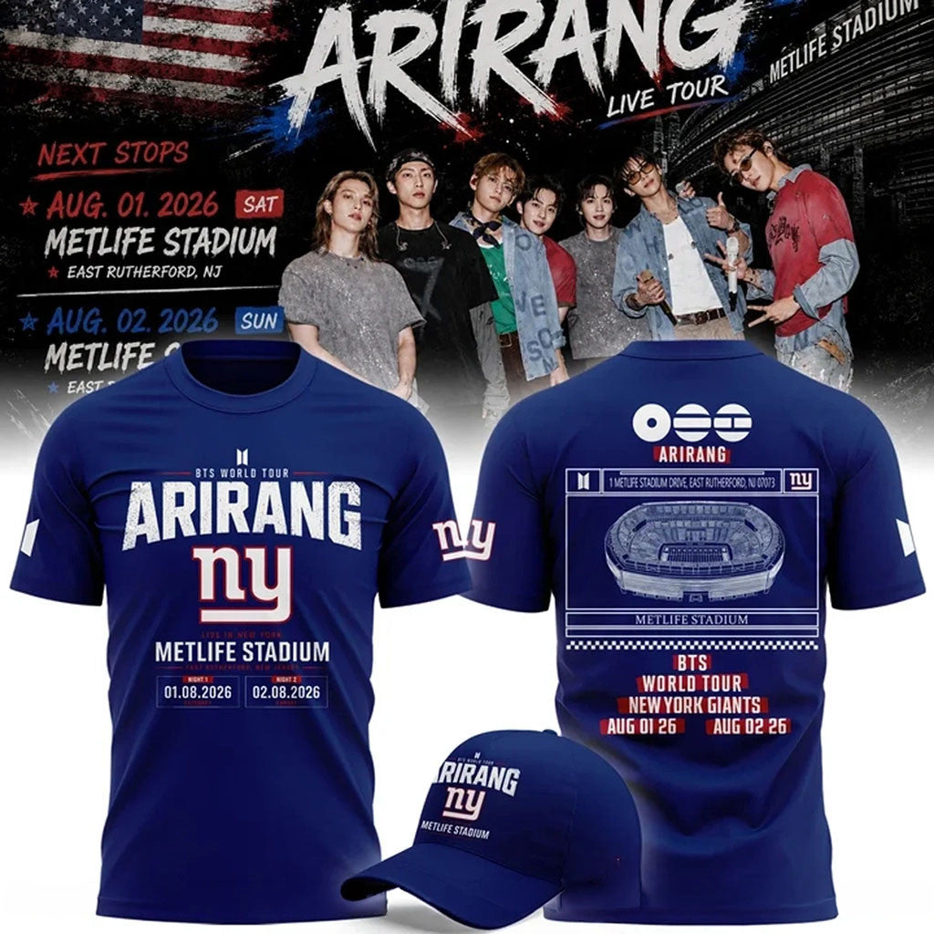 NY Giants X BTS World Tour Arirang Shirt New York Giants Merch Football Fan Gift Ideas - Merchluma