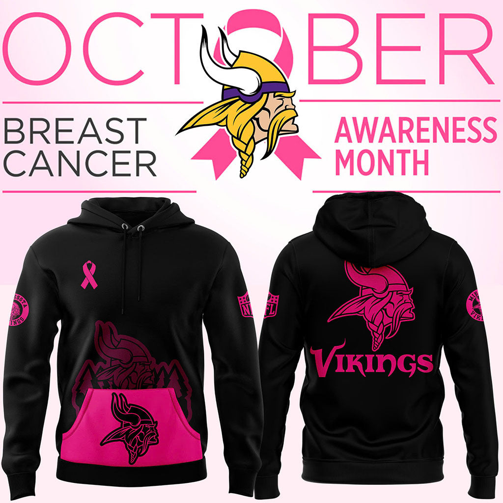 Minnesota Vikings Crucial Catch Club Hoodie Breast Cancer Awareness Month Apparel Fan Gifts - Merchluma