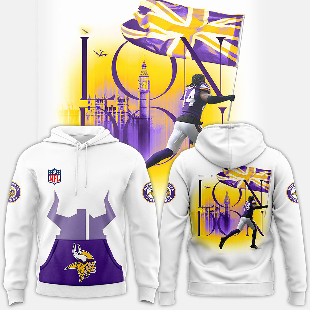 Minnesota Vikings London Hoodie Game Day Apparel MN Vikings Merch Gift For Football Fans - Merchluma