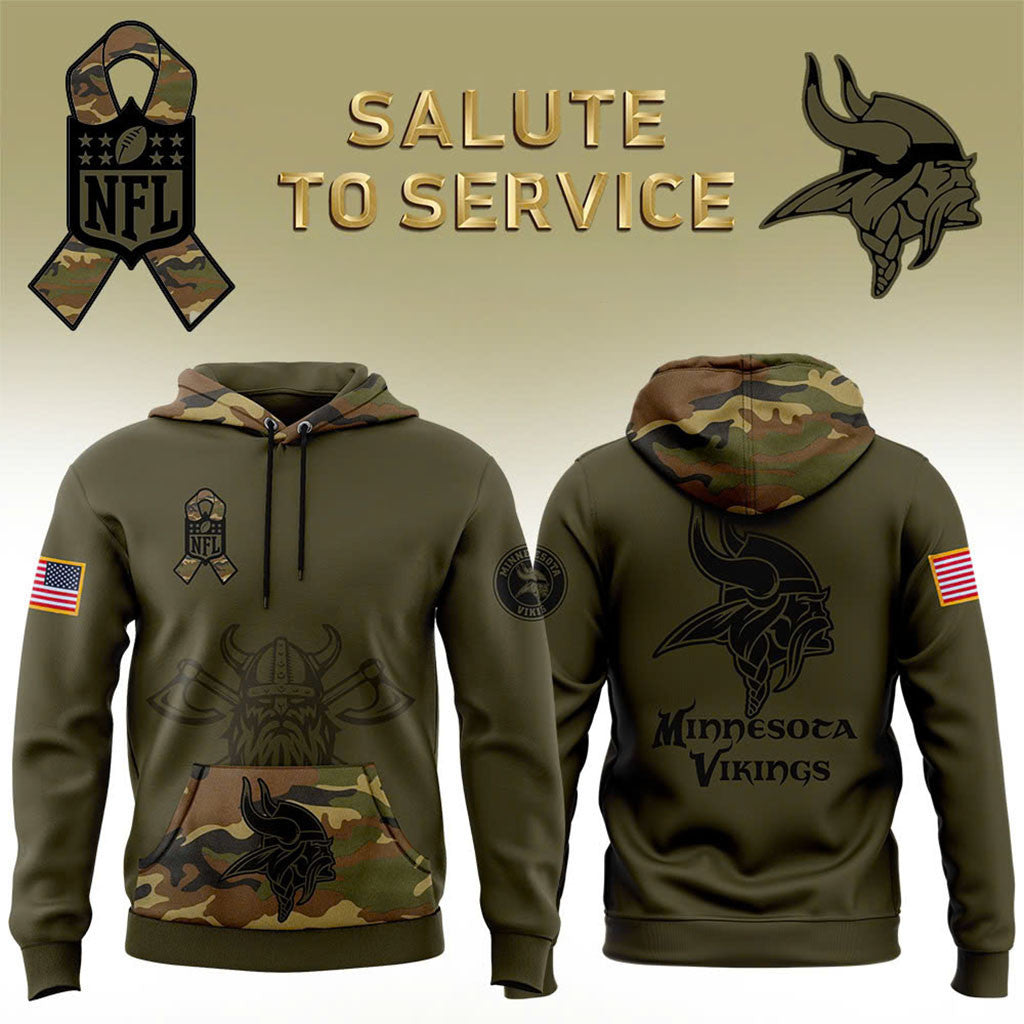 Minnesota Vikings Salute To Service Club Camo Hoodie MN Vikings Merch Gift For Veteran - Merchluma