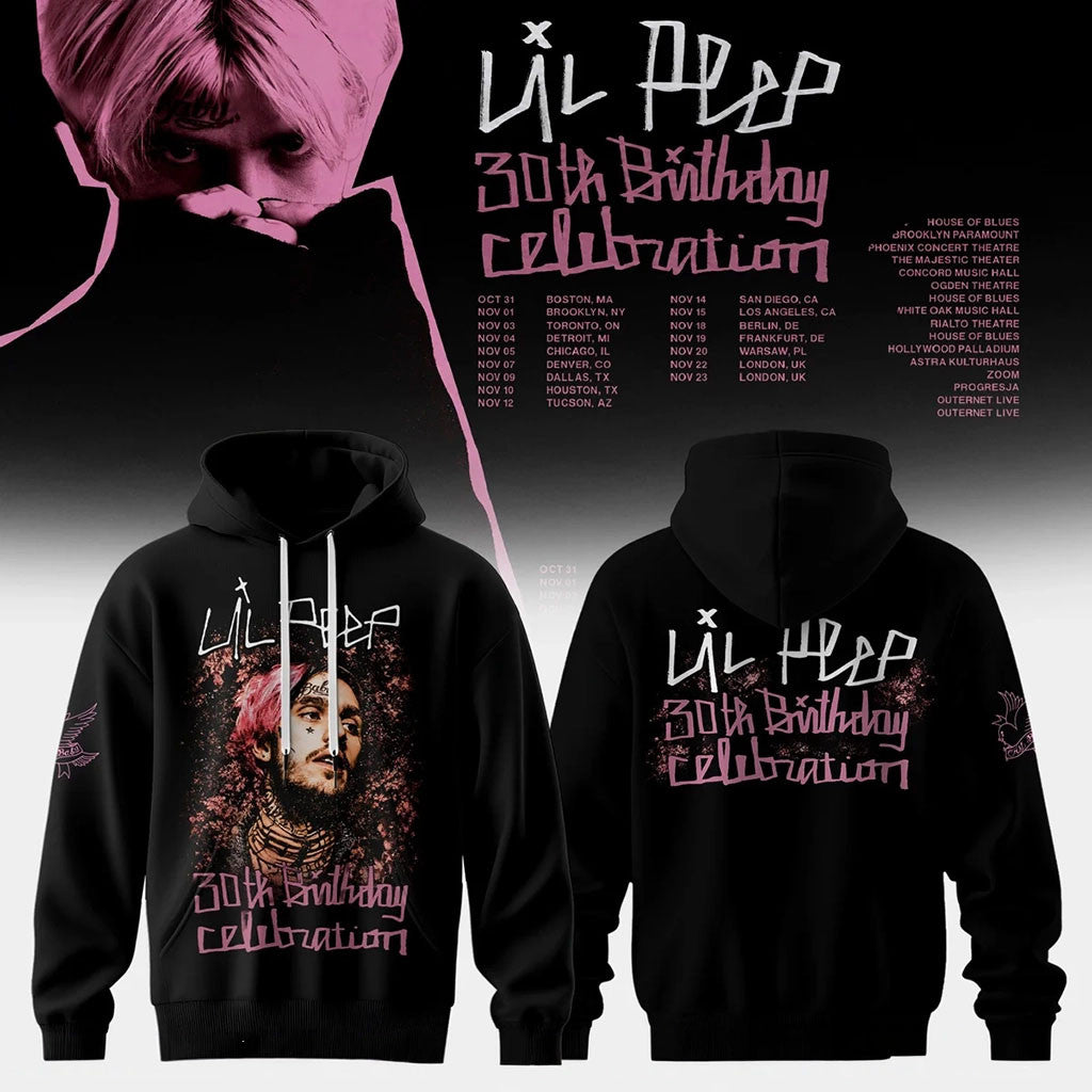 Lil Peep 30Th Birthday Celebration Hoodie Lil Peep Tour Merch Best Gifts For Rap Fans - Merchluma