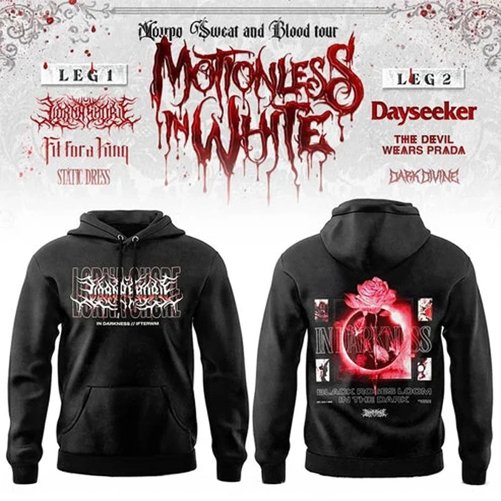Motionless In White Summer Tour 2026 Hoodie Rose MIW Merch The Sweat and Blood Tour Hoodie - Merchluma