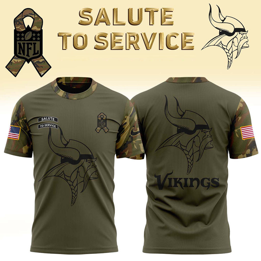 Minnesota Vikings Salute To Service T-Shirt MN Vikings Merch Football Team Gifts Ideas - Merchluma