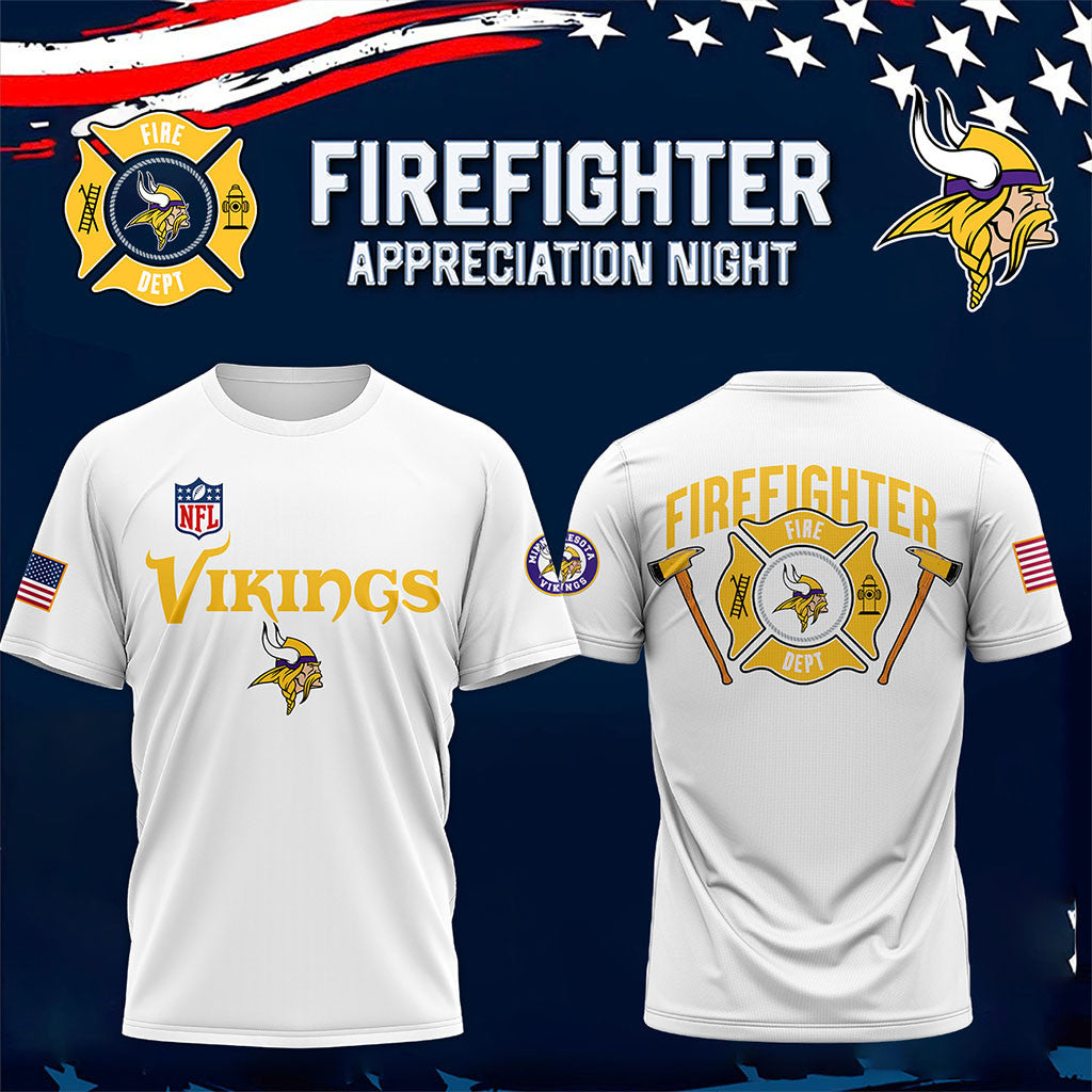 Minnesota Vikings Merch X Firefighter Appreciation Night T-Shirt Best Fireman Gifts - Merchluma