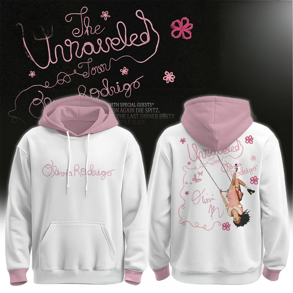 Olivia Rodrigo The Unraveled Tour 2026 Pink Hoodie Olivia Rodrigo Merch Gifts For Music Fans - Merchluma
