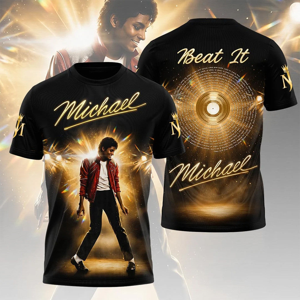 Michael Jackson Beat It Lyrics T-Shirt King Of Pop Michael Jackson Merch Music Related Gifts - Merchluma