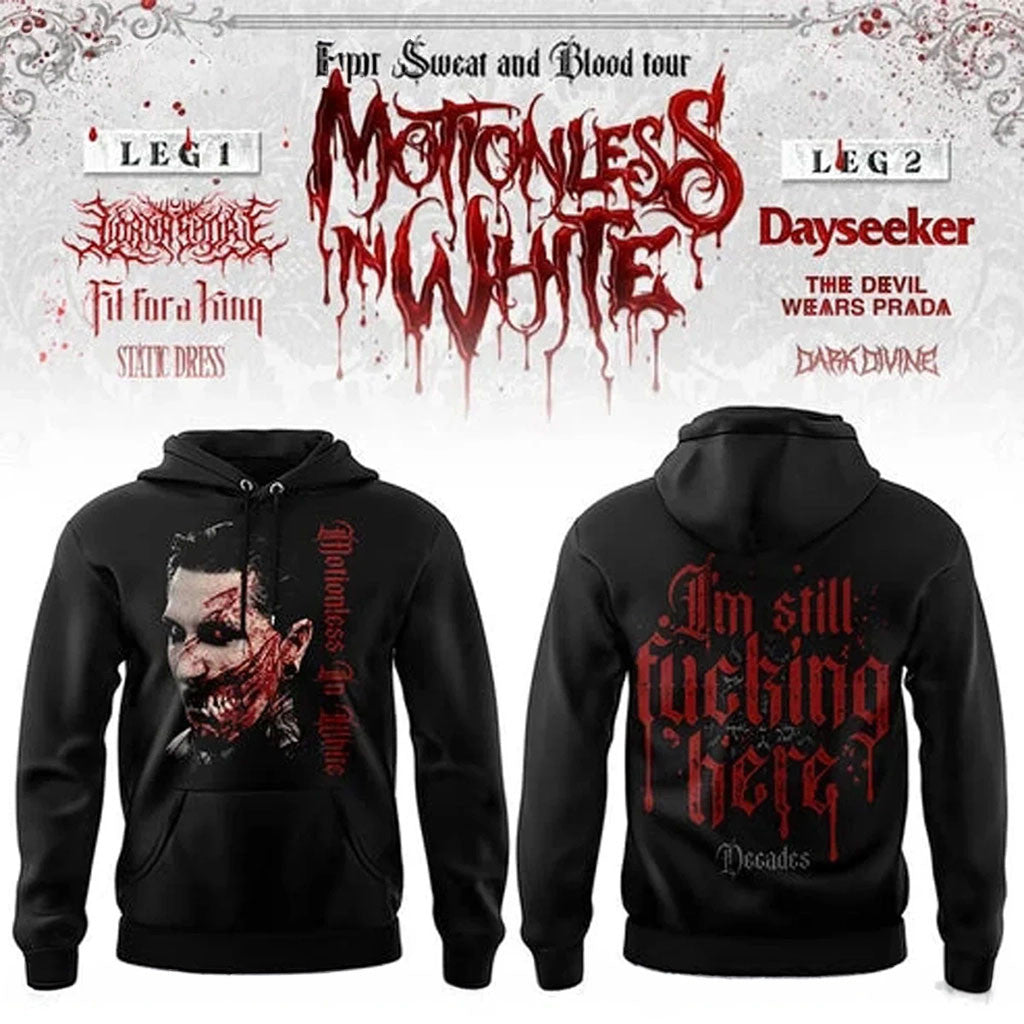 Motionless In White Sweat And Blood Tour 2026 Hoodie Decades Graphic Hoodie MIW Merch Fan Gift - Merchluma
