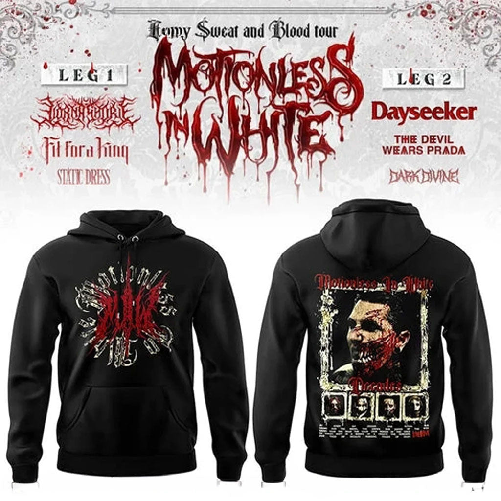 Motionless In White The Sweat And Blood Tour 2026 Hoodie MIW Merch Metal Music Lover Gift - Merchluma
