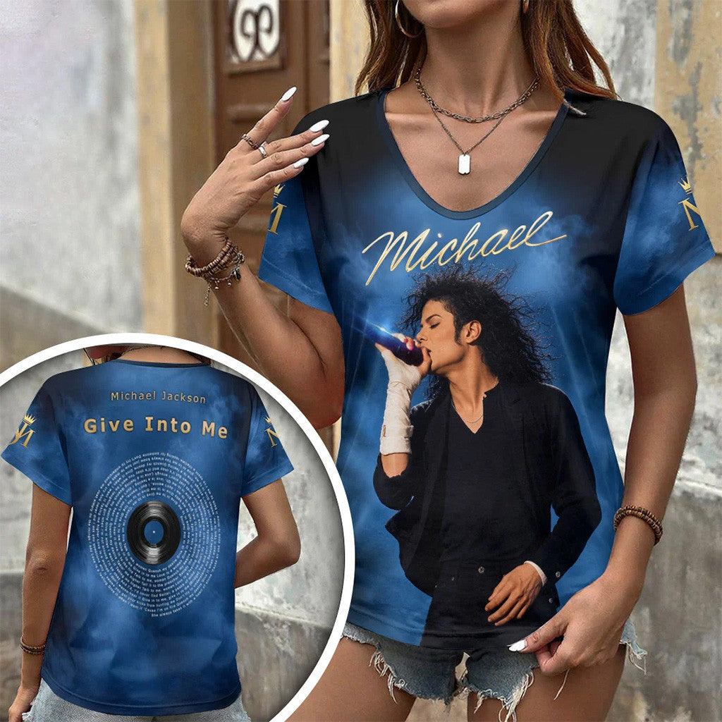 Michael Jackson Give Into Me V-Neck Shirt Michael Jackson Merch Cool Gifts For Music Lovers - Merchluma