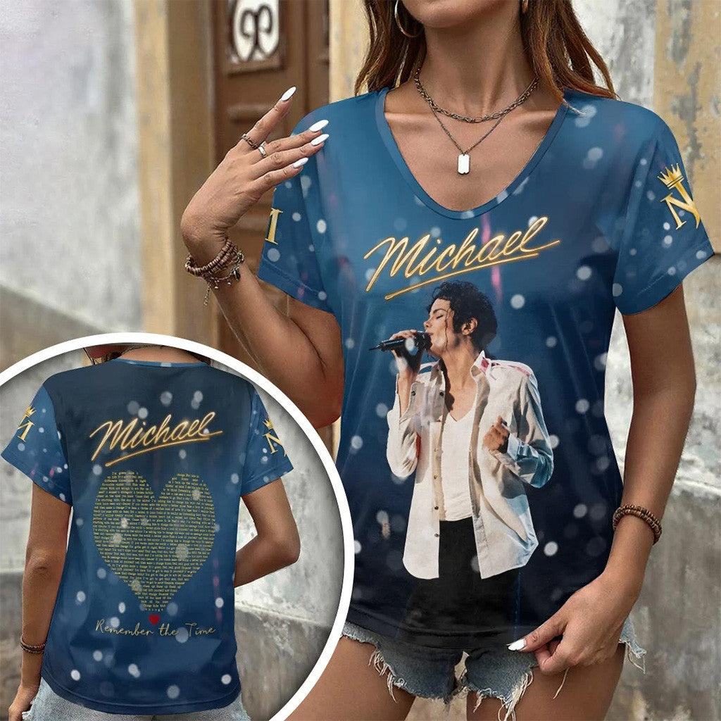Michael Jackson Remember The Time V-Neck Shirt Michael Jackson Merch Gifts For Music Lovers - Merchluma