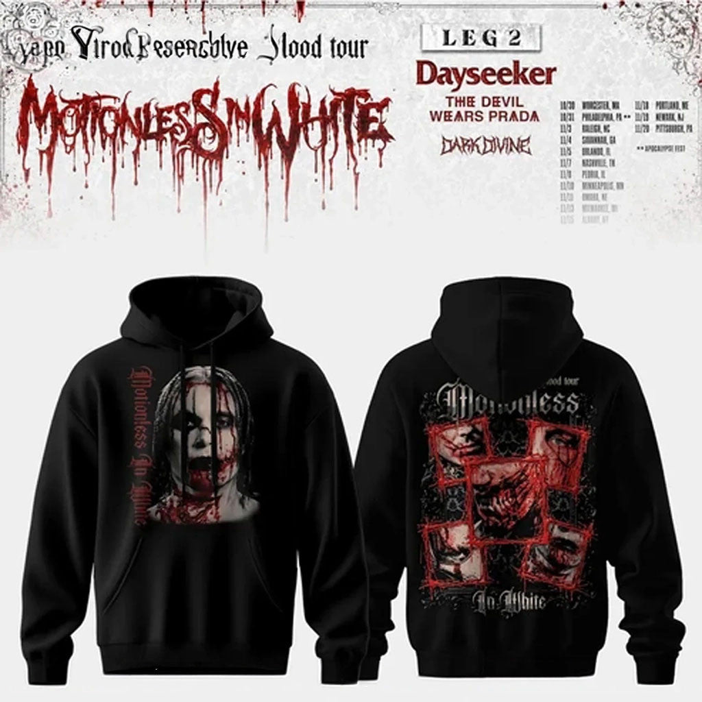 Motionless In White Summer Tour Saratoga Springs NY Hoodie MIW Merch 2026 Gift For Music Lovers - Merchluma
