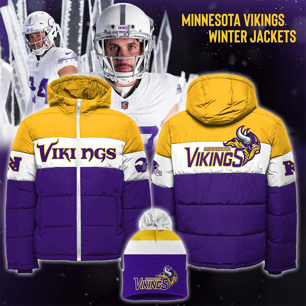 Minnesota Vikings Color-Block Zip Jacket Game Day Outfits MN Vikings Merch Football Fan Gifts - Merchluma