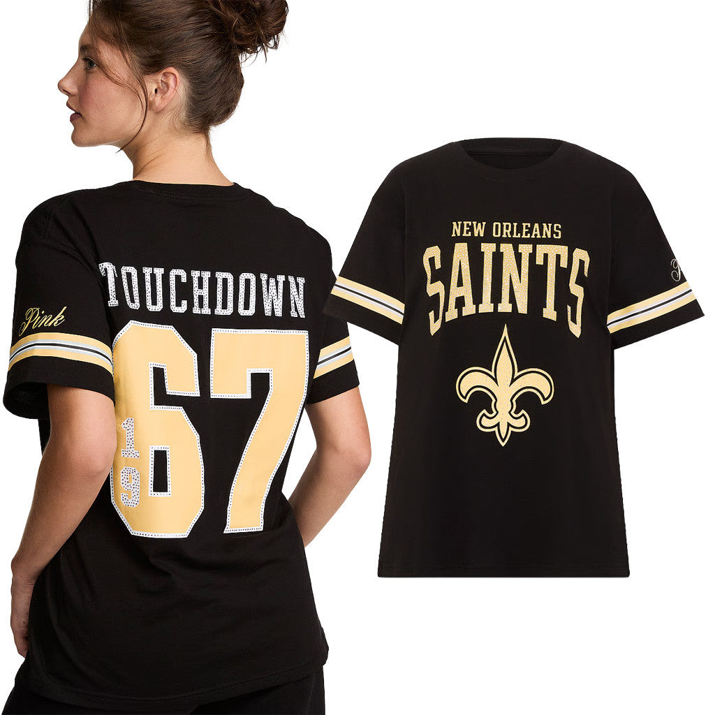 Victoria Secret NFL Merch 2026 New Orleans Saints Campus Shirt Saints Merch BFF Gifts - Merchluma