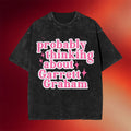 Off Campus Merch 2026 Probably Thinking About Garrett Graham Wash T-Shirt Hockey Fan Gifts - Merchluma