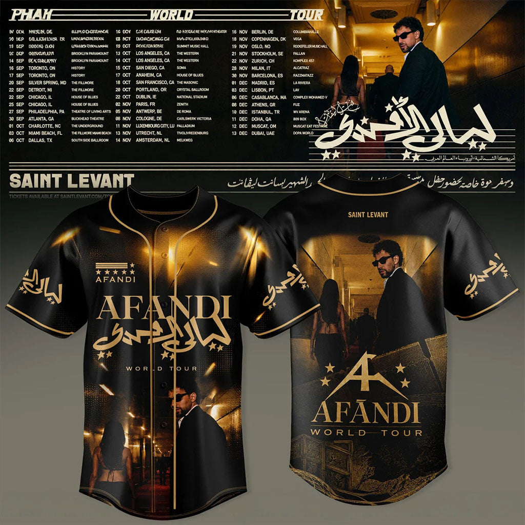 Saint Levant Afandi World Tour Baseball Jersey Saint Levant Merch Arabic Music Fan Gifts - Merchluma