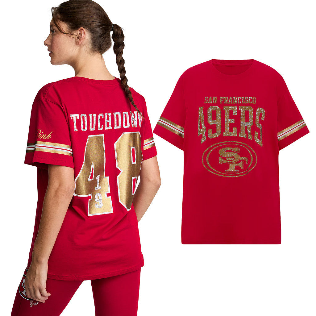 Victoria Secret NFL Merch 2026 Touchdown 1948 San Francisco 49ers Campus T-Shirt Gifts For Fan - Merchluma