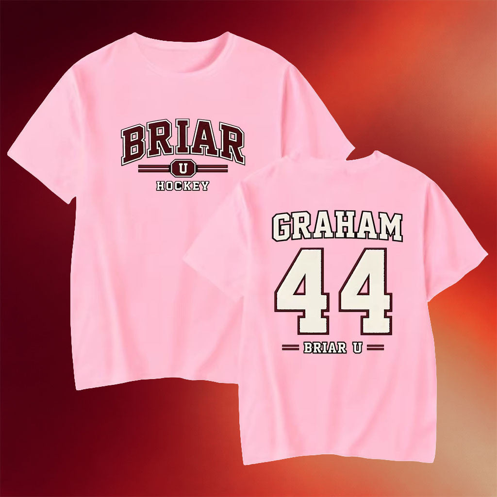 Off Campus Merch 2026 Briar University GRAHAM #44 Pink T-Shirt Off Campus Hockey Shirt - Merchluma