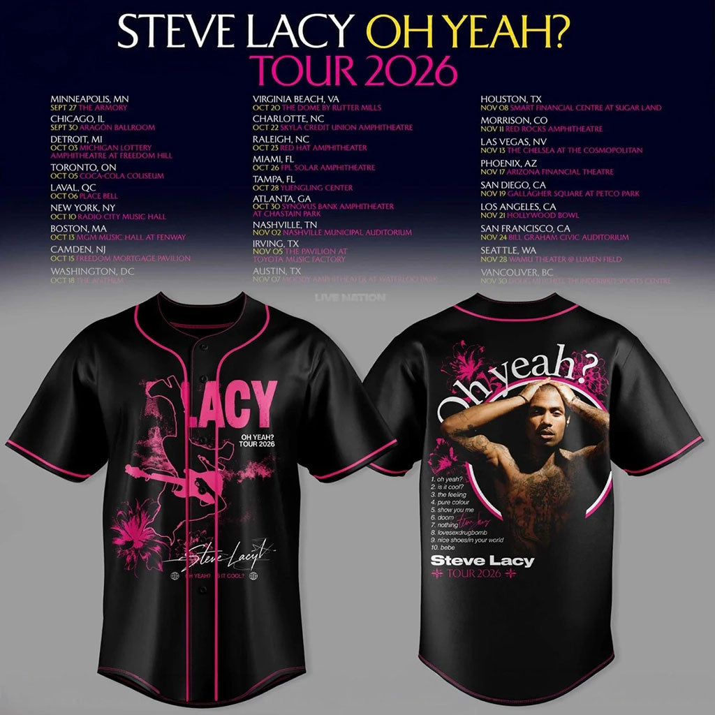 Steve Lacy Oh Yeah Tour 2026 Baseball Jersey Steve Lacy Merch Concert Shirt Music Fan Gift - Merchluma