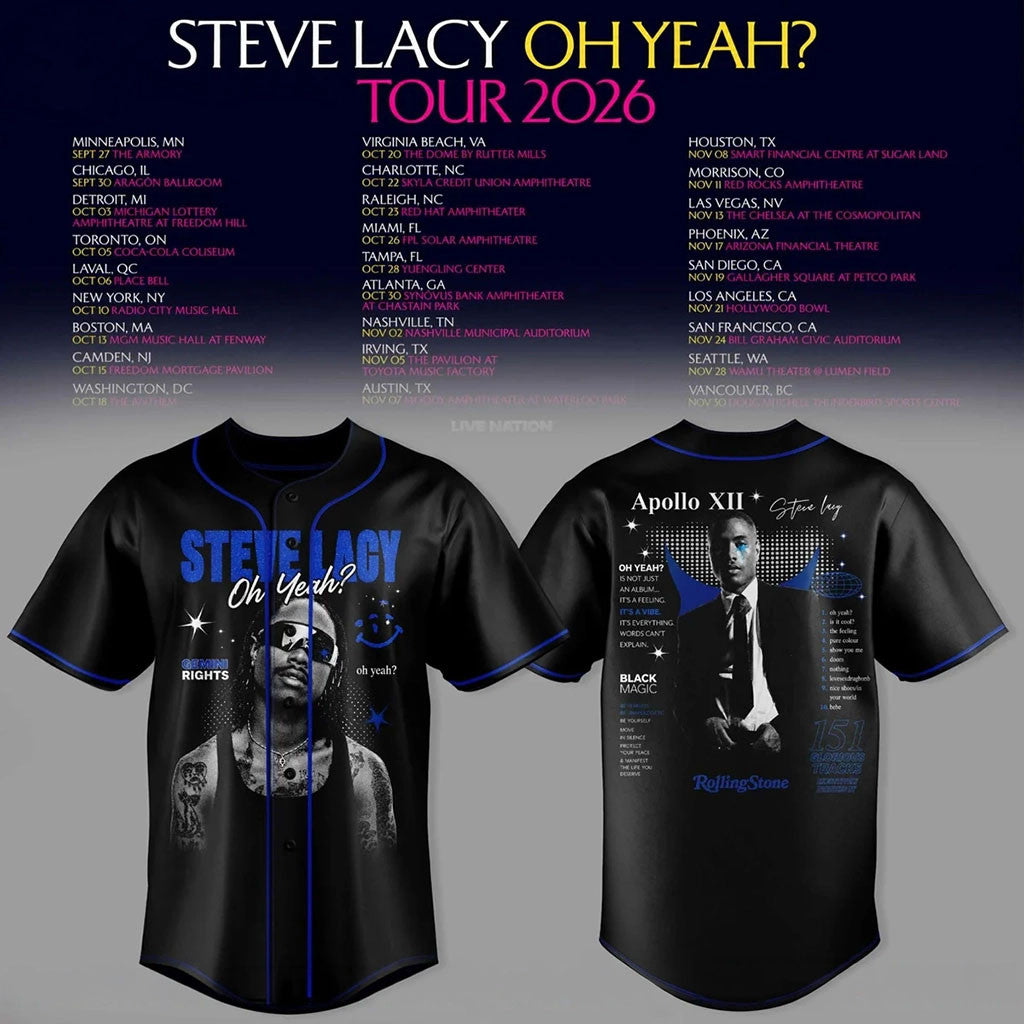 Steve Lacy Oh Yeah Tour 2026 Baseball Jersey Steve Lacy Merch Gifts For Music Lovers - Merchluma