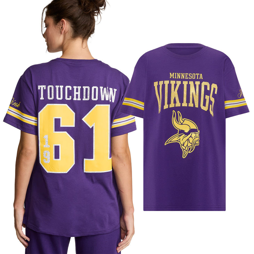 Victoria Secret NFL Merch 2026 Touchdown 1961 Minnesota Vikings Campus T-Shirt Gifts For Fans - Merchluma