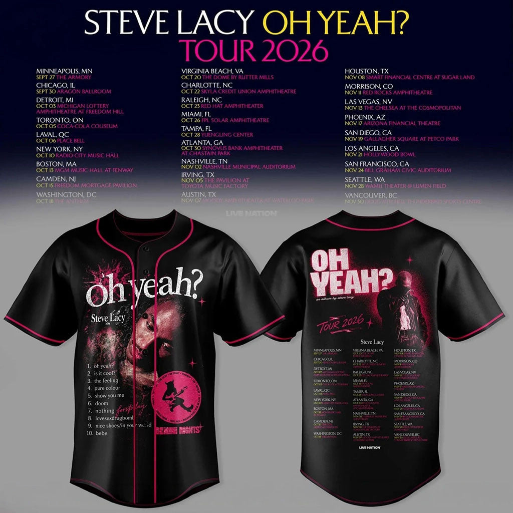 Steve Lacy Oh Yeah Tour 2026 Baseball Jersey Steve Lacy Merch Music Lover Concert Apparel - Merchluma