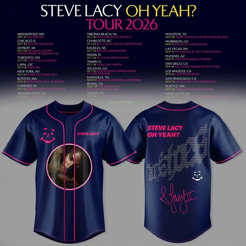 Steve Lacy Oh Yeah Tour 2026 Baseball Jersey Steve Lacy Merch Concert Music Lover Gift - Merchluma