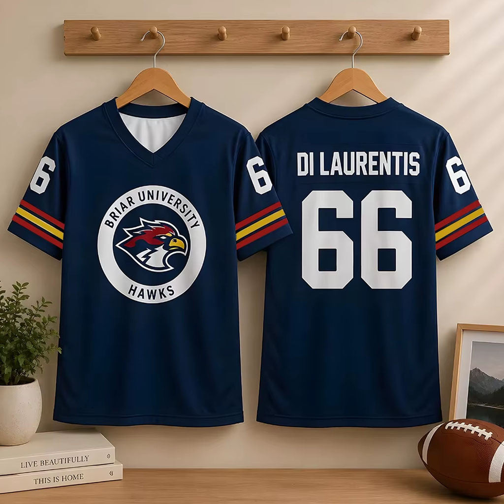 Off Campus Merch 2026 Briar University Hawks Di Laurentis #66 V-Neck T-Shirt Off Campus Shirt - Merchluma