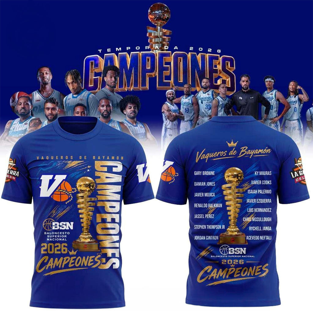Vaqueros de Bayamon 2026 Champions List Players Back to Back T-Shirt Vaqueros de Bayamon Merch - Merchluma