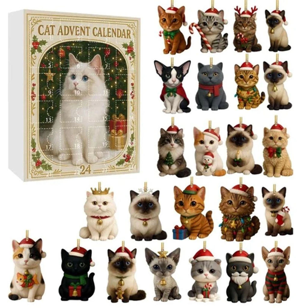 Cat Christmas Advent Calendar Ornaments Cat Lovers Cute Christmas Ornaments Holiday Decor - Merchluma