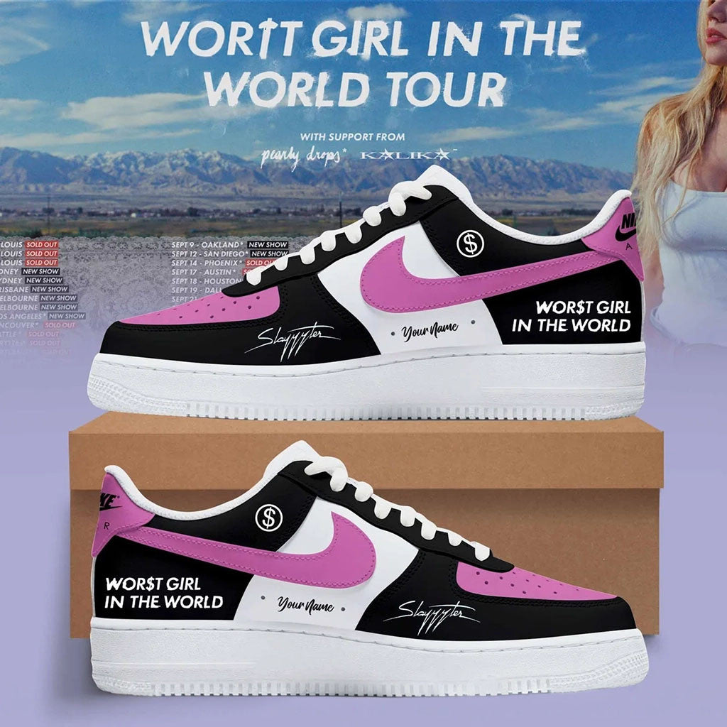 Custom Slayyyter Worst Girl In The World Tour Sneakers Slayyyter Merch Gifts For Music Fans - Merchluma
