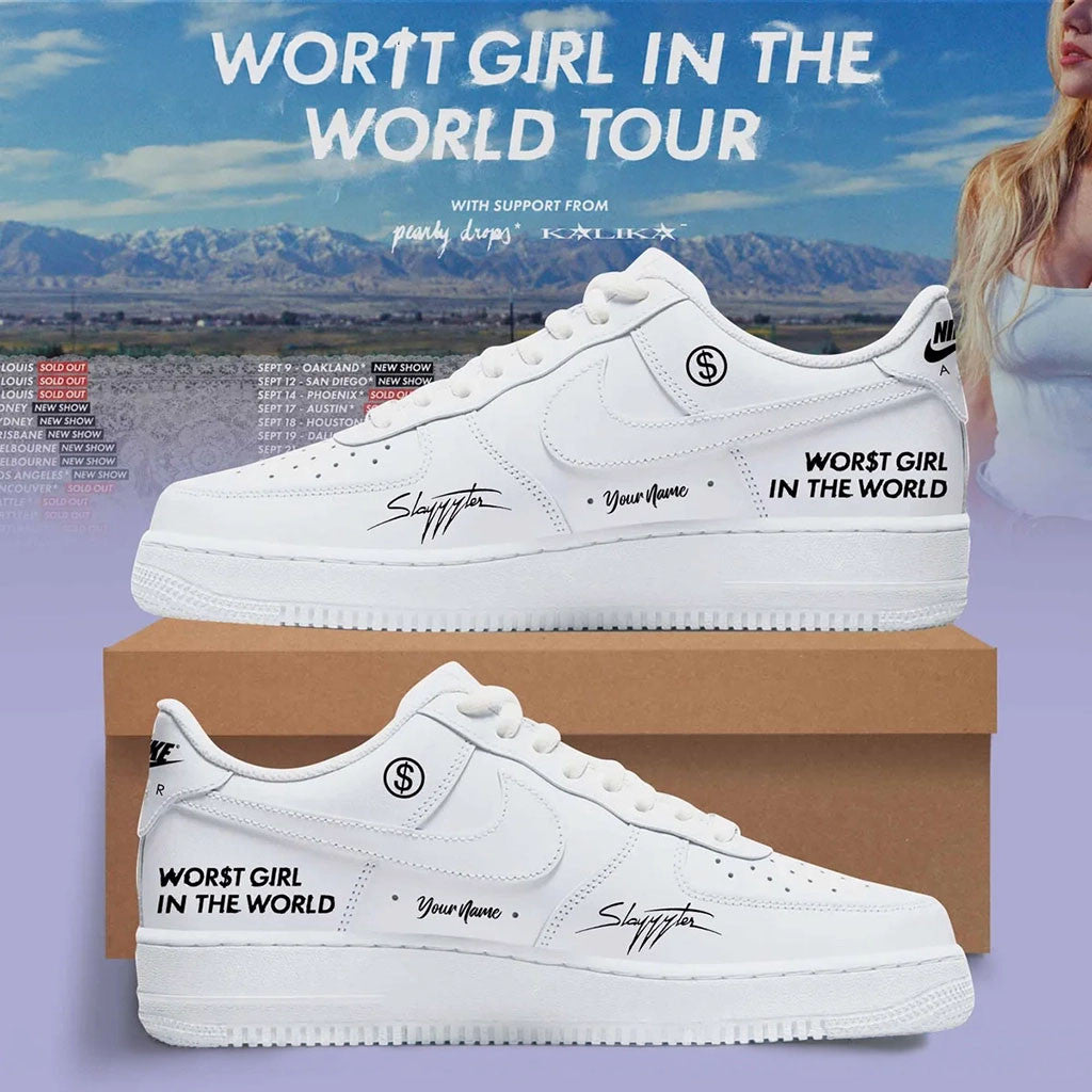 Custom Slayyyter Worst Girl In The World Tour Sneakers Slayyyter Merch Pop Music Fan Gift - Merchluma