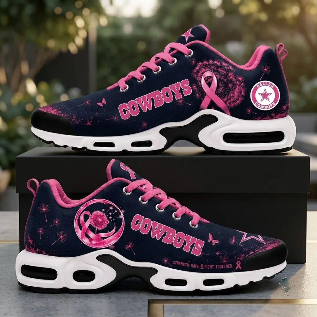 Dallas Cowboys X Breast Cancer Awareness Sneakers Dallas Cowboys Merch Cancer Warrior Gifts - Merchluma