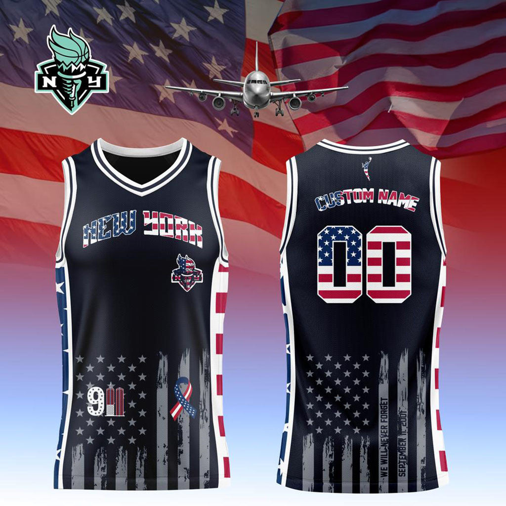 Custom New York Liberty 9 11 25th Anniversary 2001-2026 Basketball Jersey NY Liberty Merch Gifts - Merchluma