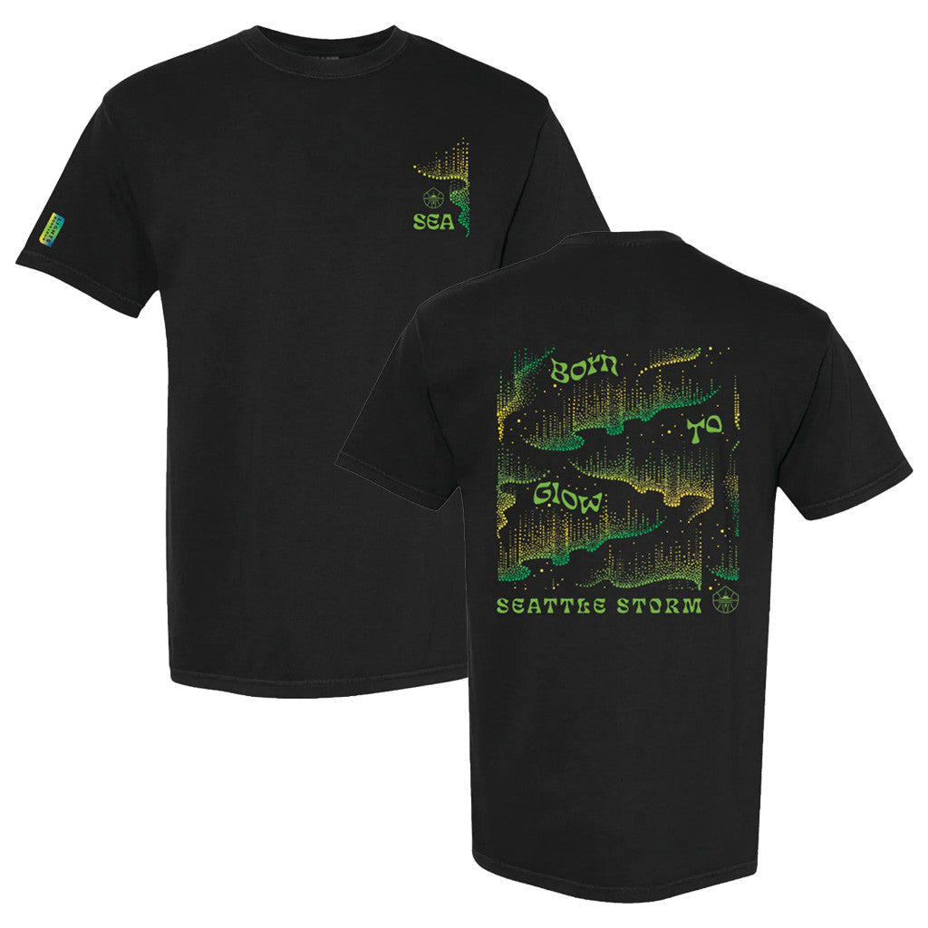 Seattle Storm Merch 2026 Glow Northern Lights T-Shirt Born To Glow Shirt Basketball Lover Gifts - Merchluma